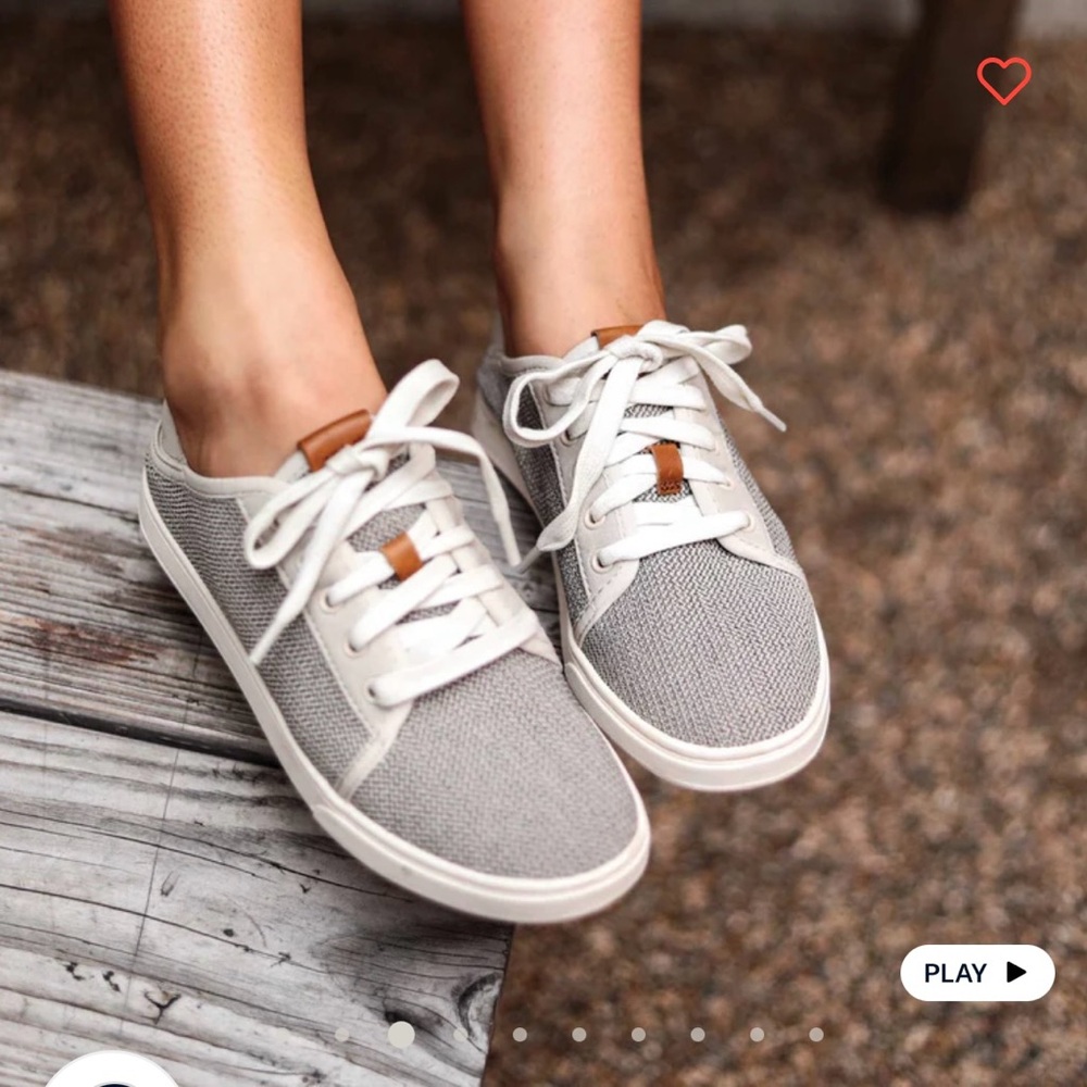 OluKai Women's Gray and Cream Sneakers
